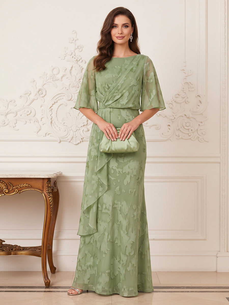 Sabine sage green front view mother of the bride dress