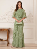 Sabine sage green front view mother of the bride dress