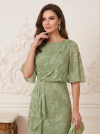 Sabine sage green side view mother of the bride dress