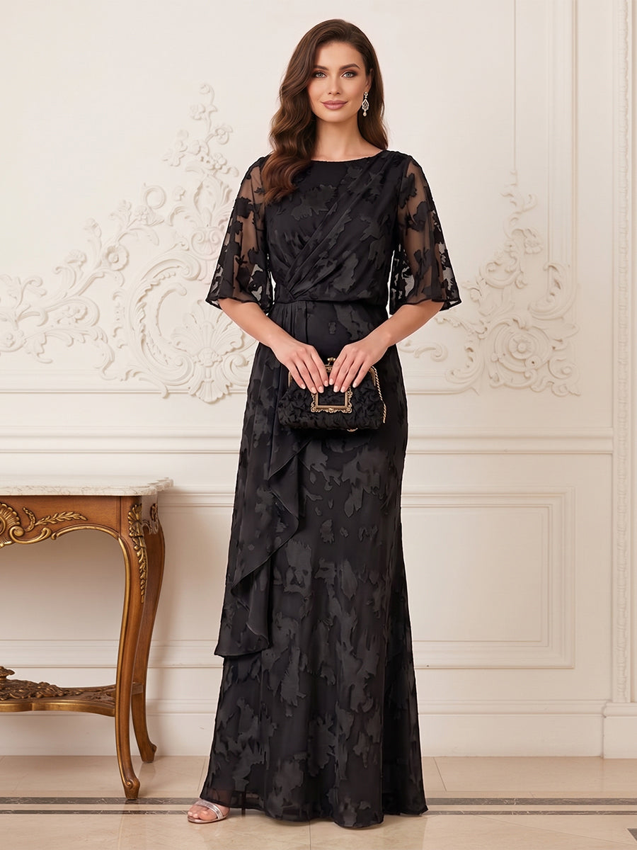 Sabine black front view mother of the bride dress