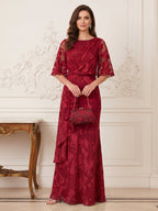 Sabine burgundy alternate front view 2 mother of the bride dress