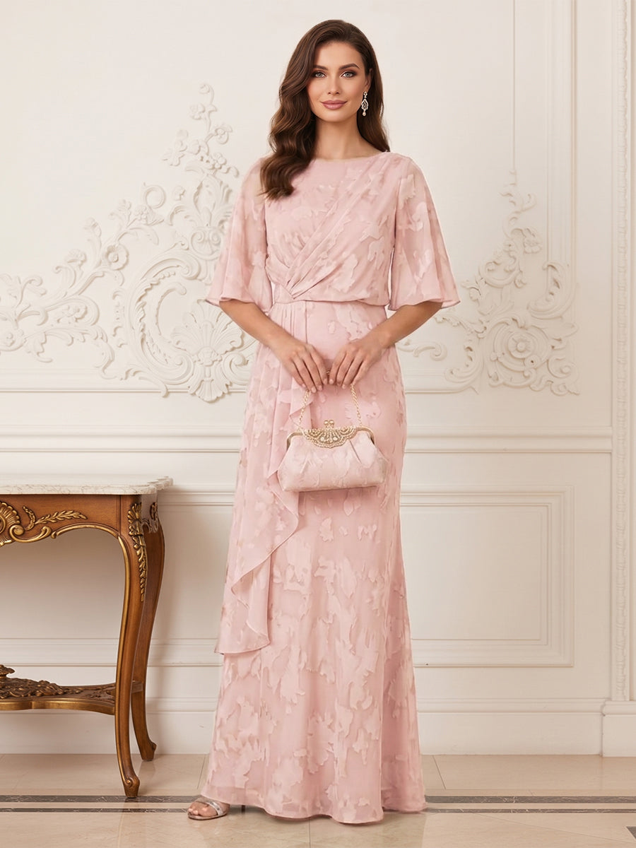 Sabine pearl pink front view mother of the bride dress