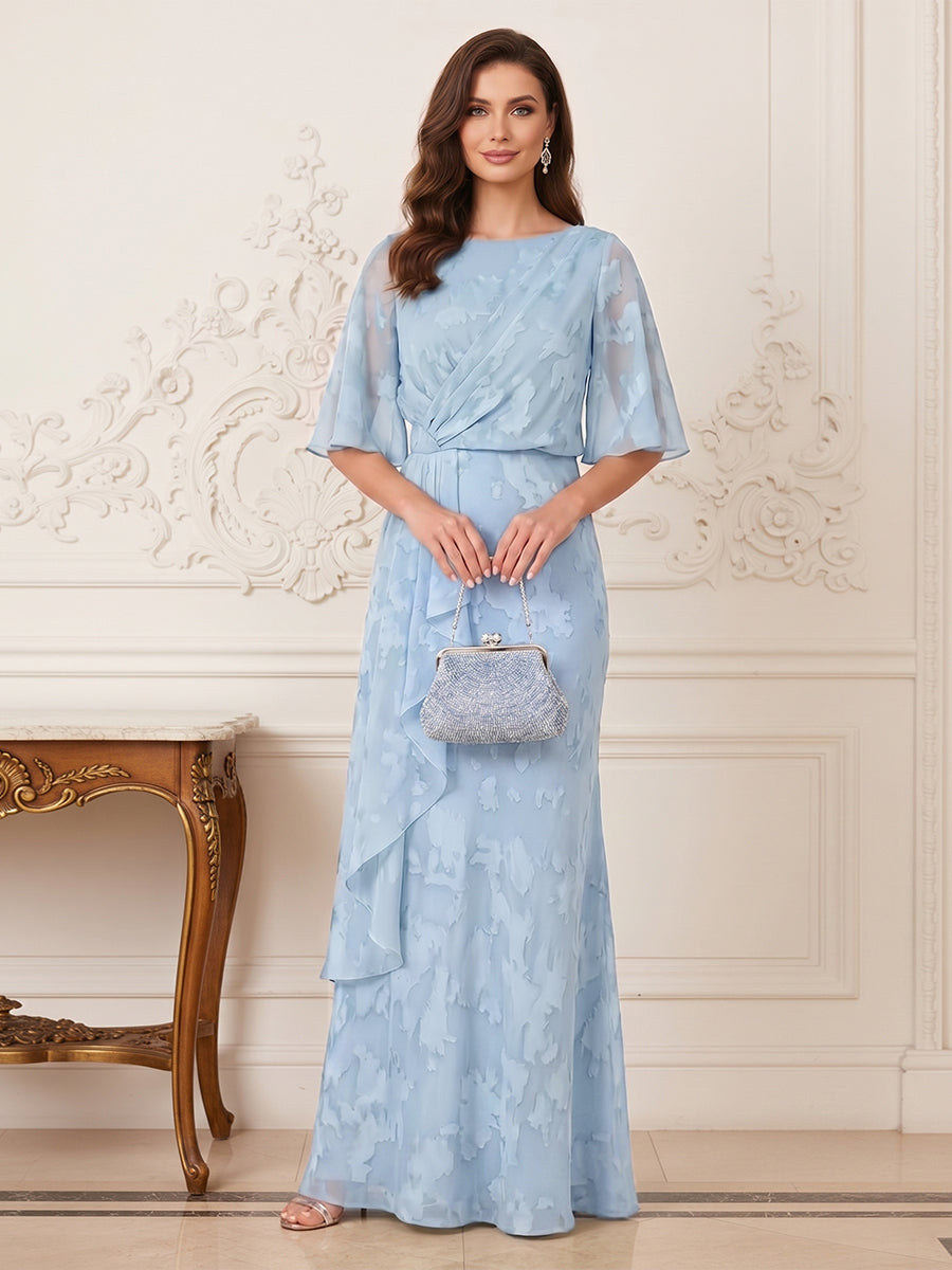 Sabine sky blue front view mother of the bride dress