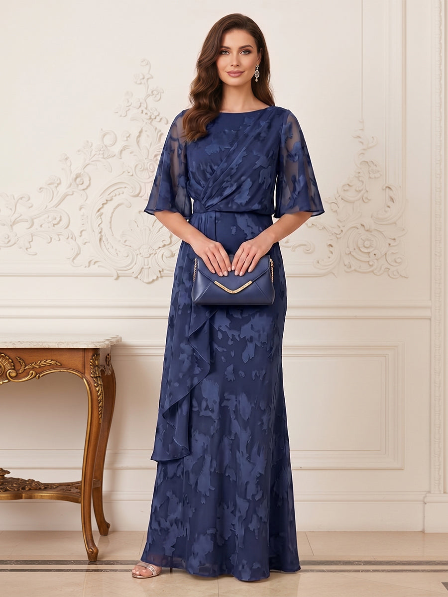 Sabine navy blue front view mother of the bride dress