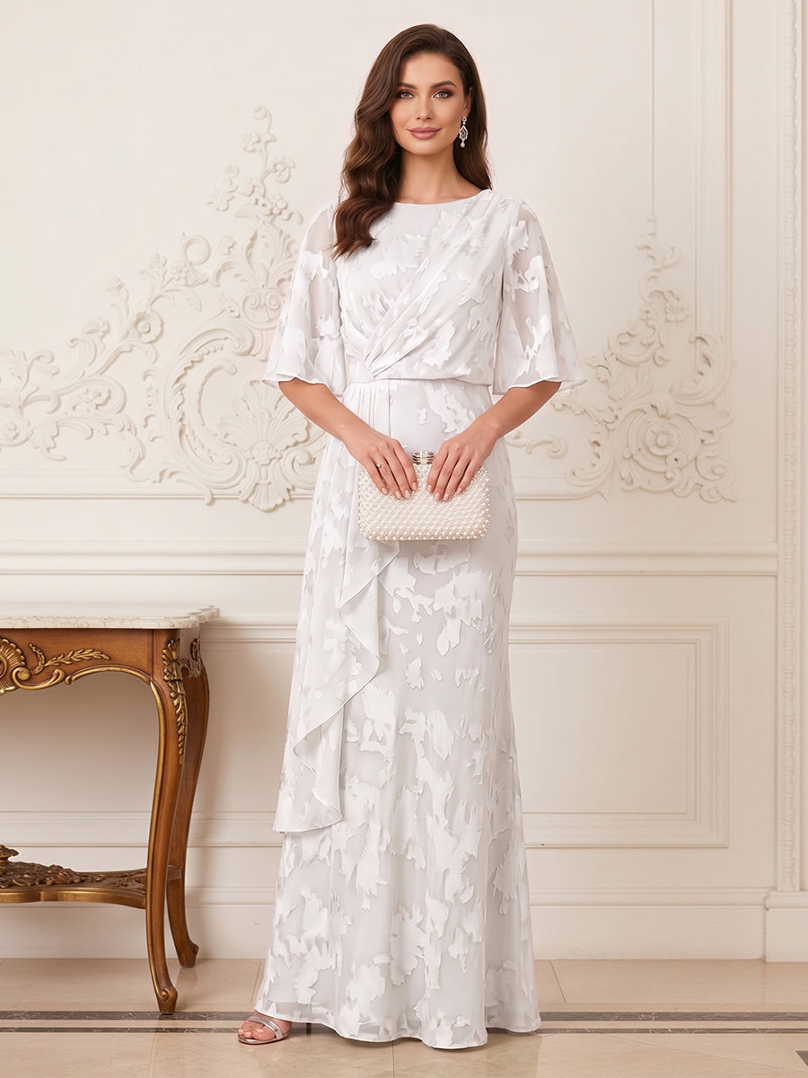Sabine white front view mother of the bride dress