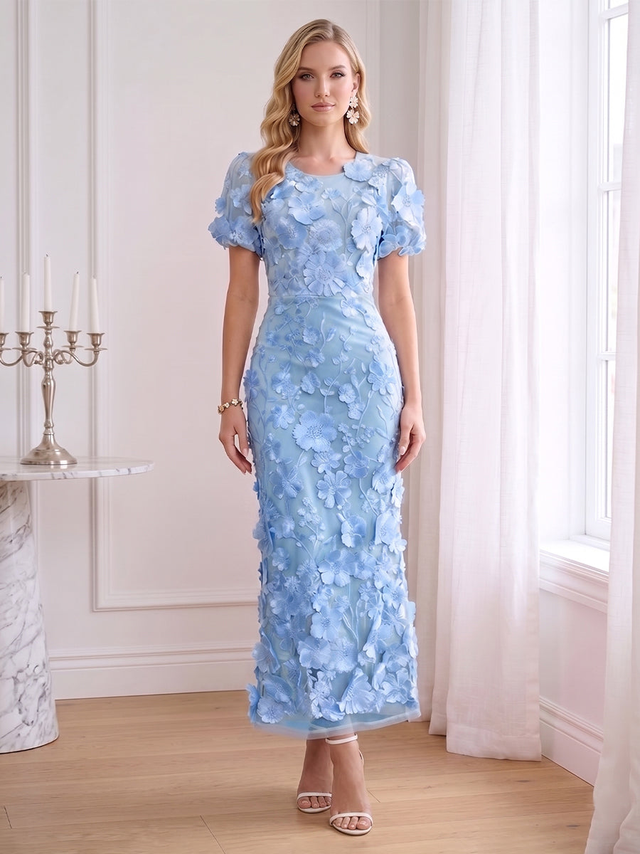 Graciela Lake Sky Blue front view wedding guest dress