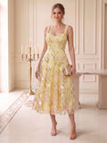 Solene Yellow front view wedding guest dress