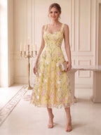 Solene Yellow front view wedding guest dress