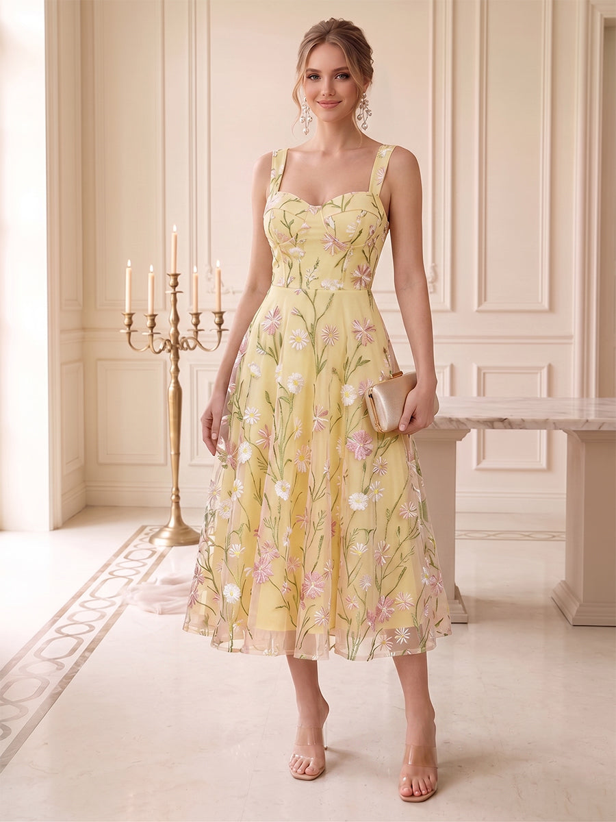 Solene Yellow front view wedding guest dress