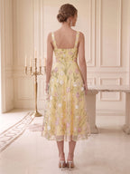 Solene Yellow back view wedding guest dress