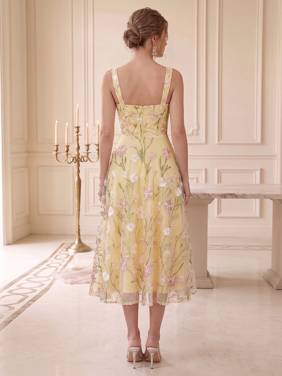 Solene Yellow back view wedding guest dress