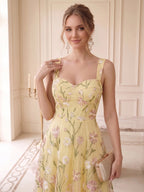 Solene Yellow side view wedding guest dress