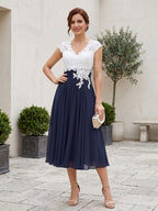 Romilly Grace Navy Blue front view mother of the bride dress