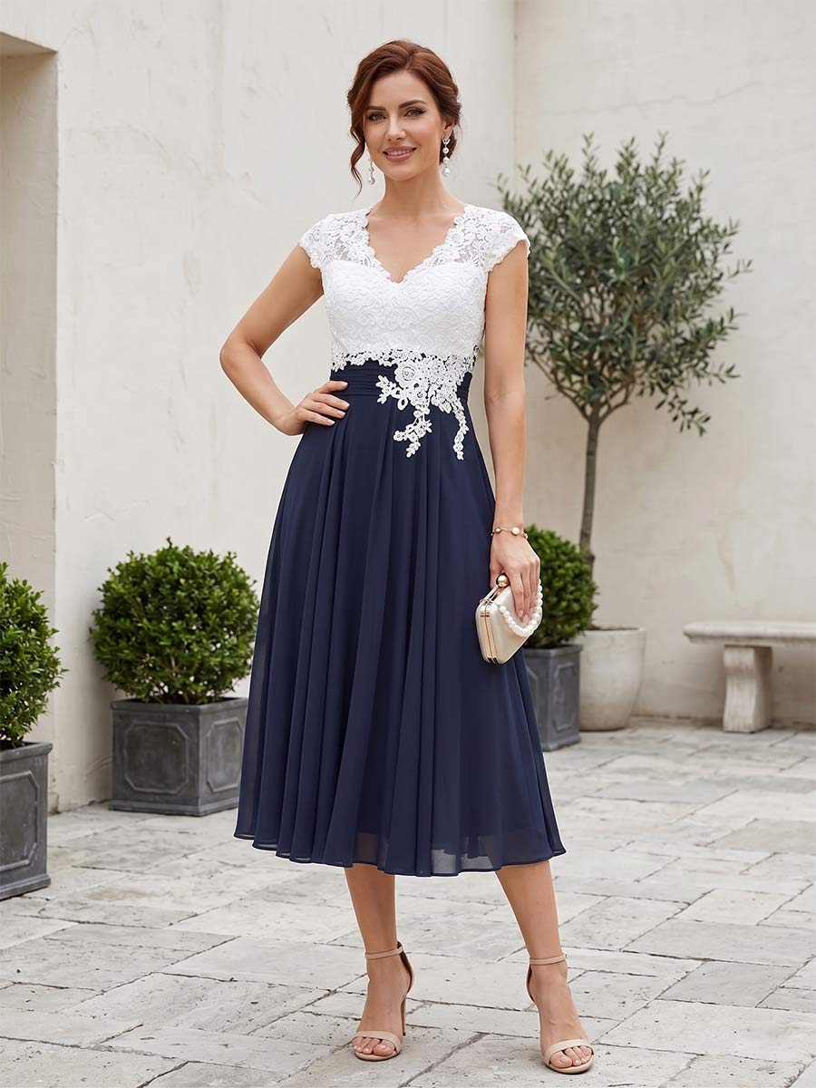 Romilly Grace Navy Blue front view mother of the bride dress