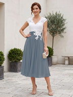 Romilly Grace Dusty Blue front view mother of the bride dress