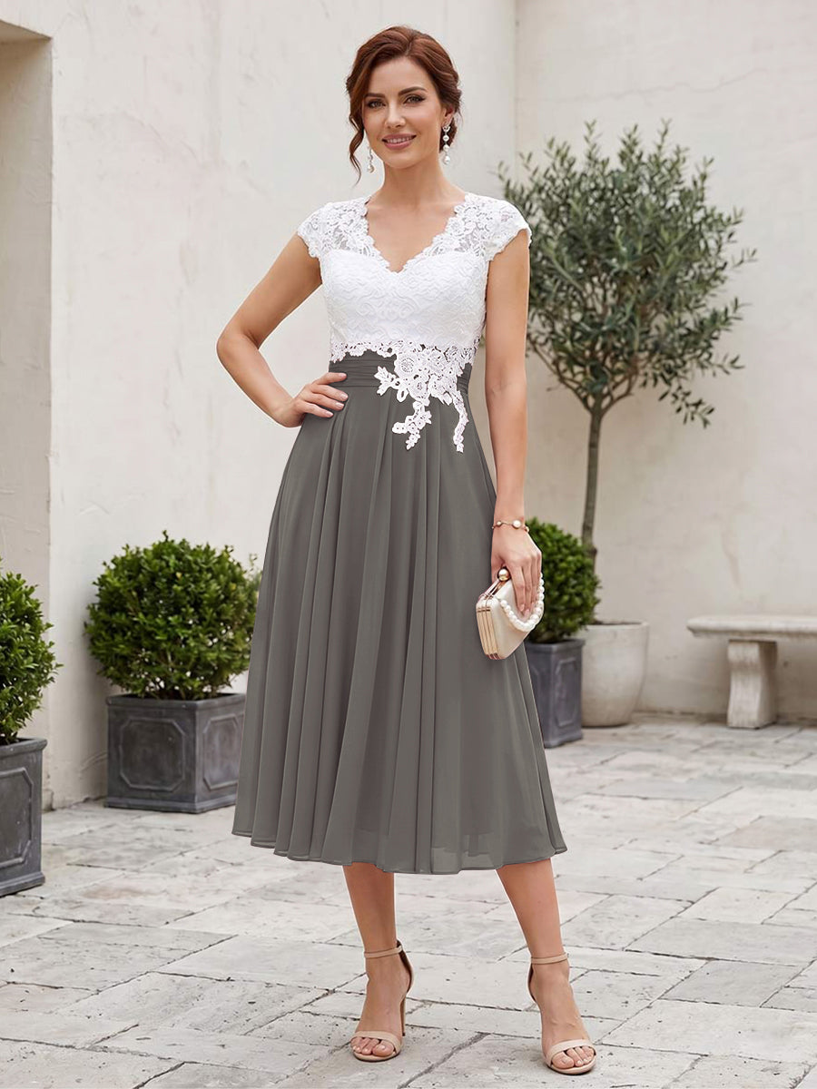 Romilly Grace Steel Grey front view mother of the bride dress