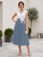 Romilly Grace Steel Blue front view mother of the bride dress