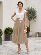 Romilly Grace Taupe front view mother of the bride dress