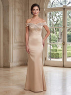 Fiona Rose Champagne front view mother of the bride dress
