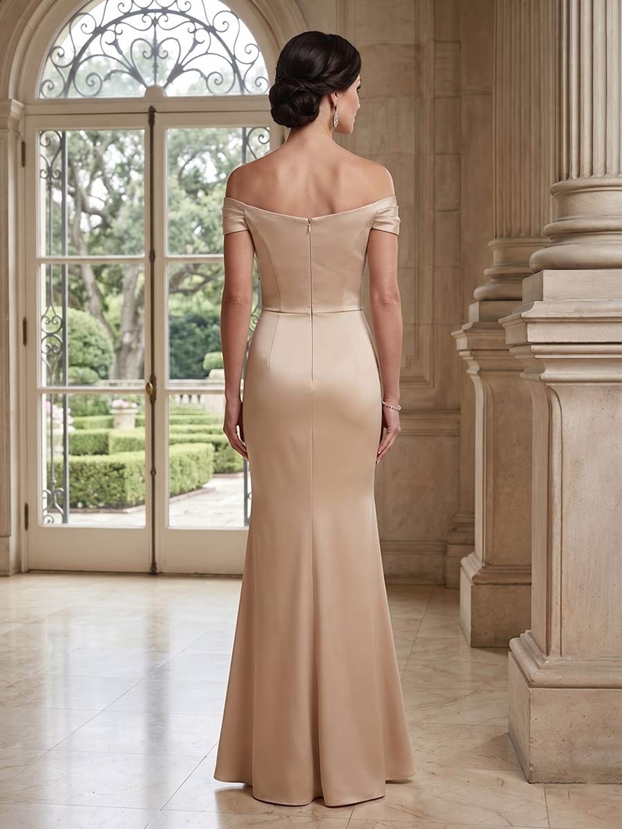 Fiona Rose Champagne back view mother of the bride dress