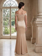 Fiona Rose Champagne back view mother of the bride dress