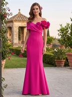 Corinna Wren Fuchsia front view mother of the bride dress