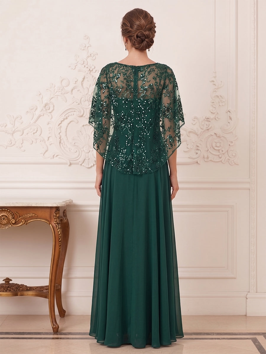 Isabelle Claire Hunter Green back view mother of the bride dress