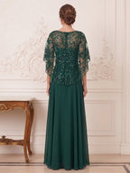 Isabelle Claire Hunter Green back view mother of the bride dress