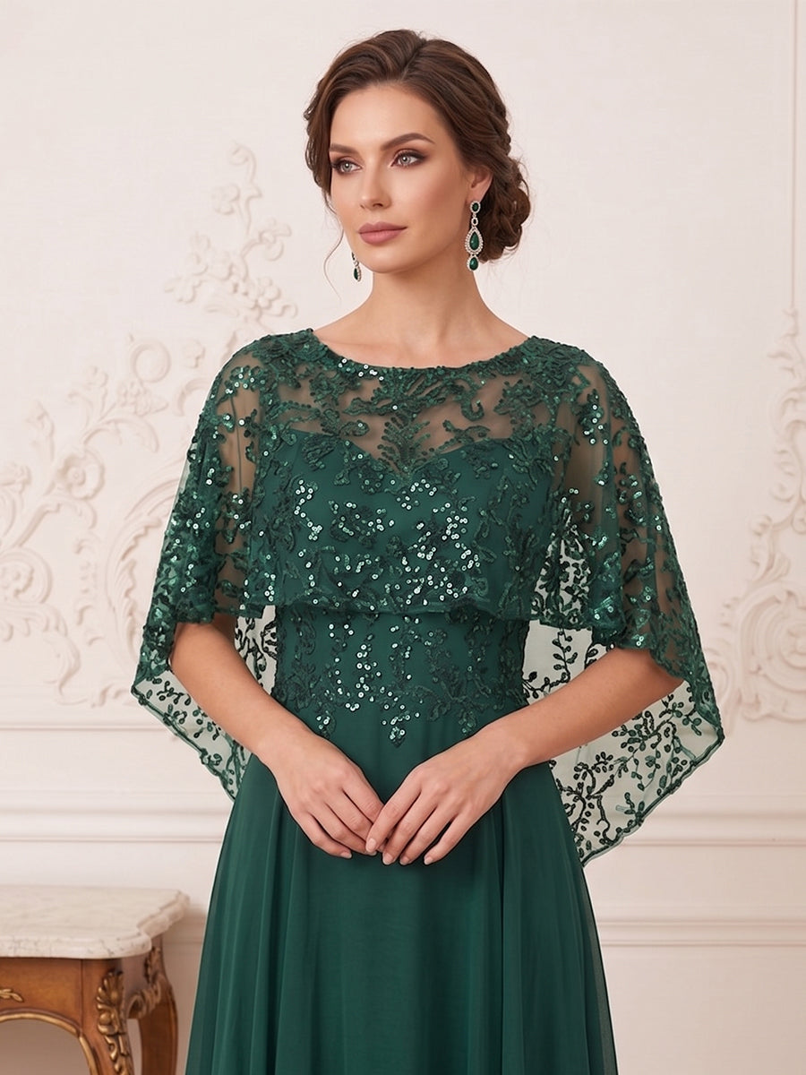 Isabelle Claire Hunter Green side view mother of the bride dress
