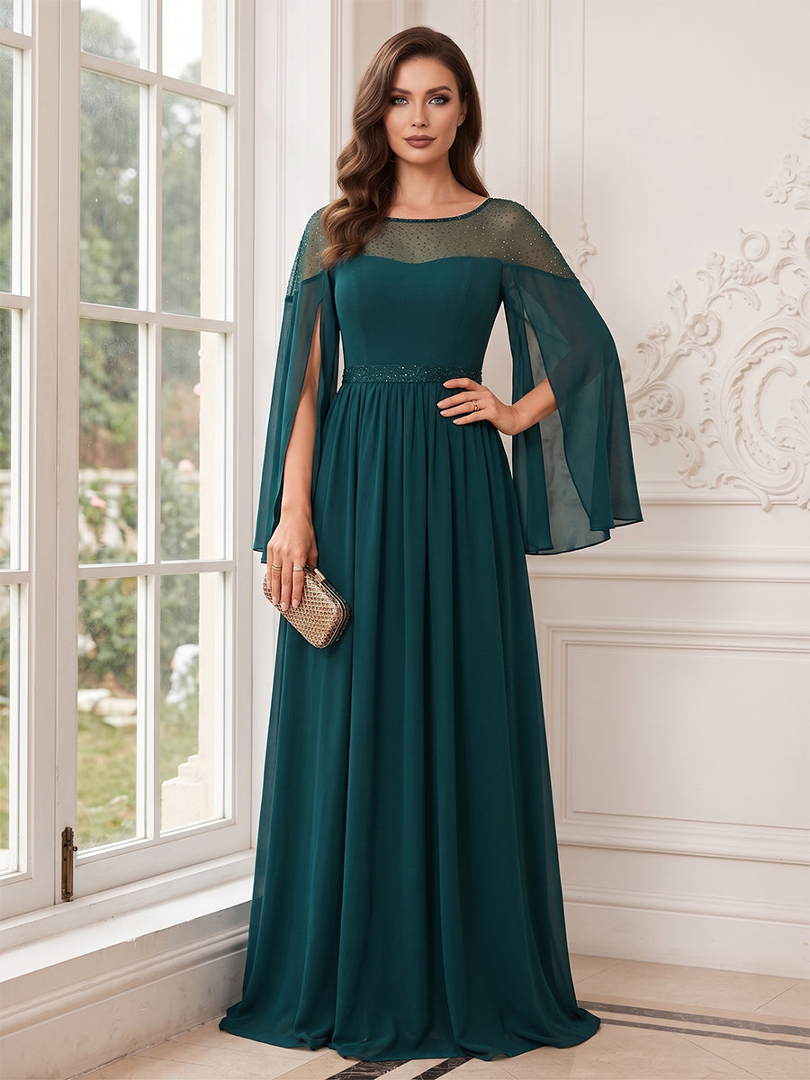 Helene Mae Hunter Green front view mother of the bride dress