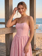 Quinn Pearl Pink side view bridesmaid dress