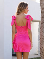 Nadina hot pink back view homecoming dress