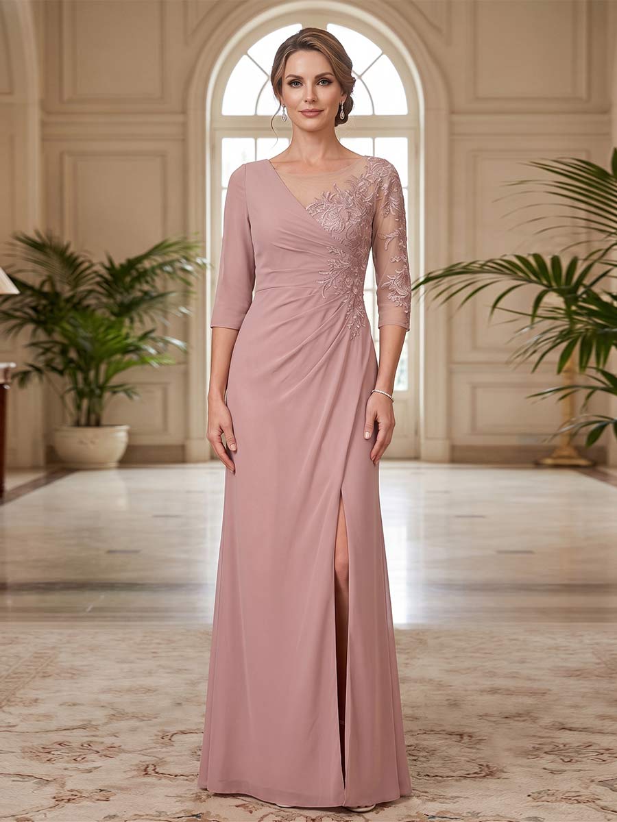Selene Wren Dusty Rose front view mother of the bride dress
