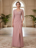 Selene Wren Dusty Rose front view mother of the bride dress
