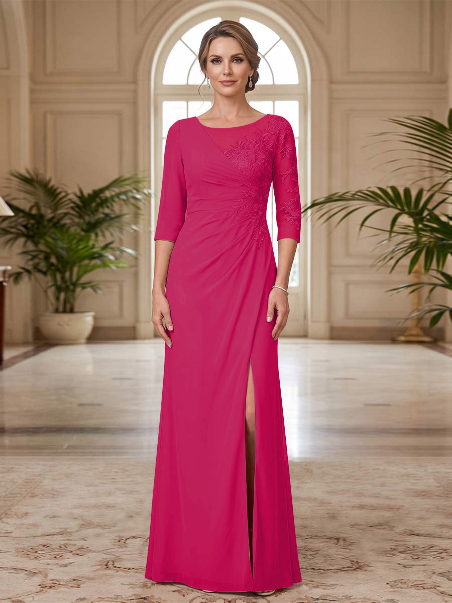 Selene Wren Fuchsia front view mother of the bride dress