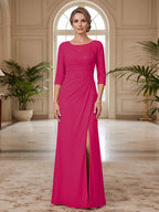 Selene Wren Fuchsia front view mother of the bride dress