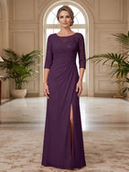Selene Wren Grape front view mother of the bride dress