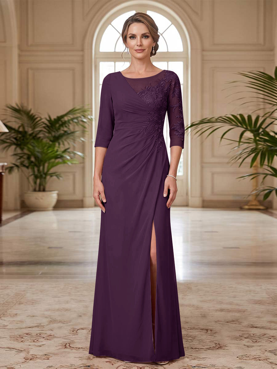 Selene Wren Grape front view mother of the bride dress