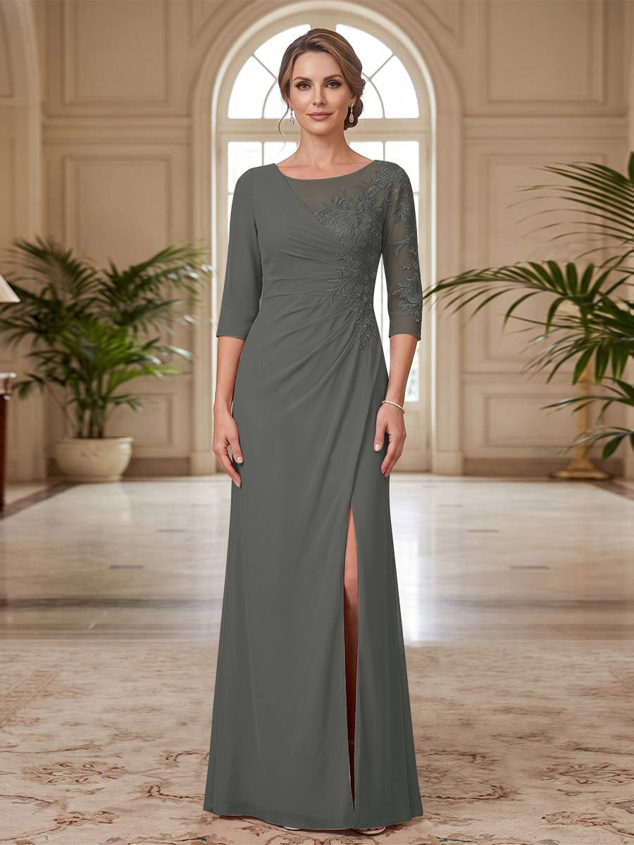 Selene Wren Grey front view mother of the bride dress