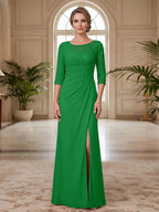 Selene Wren Forest Green front view mother of the bride dress