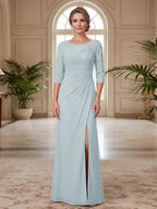 Selene Wren Sky Blue front view mother of the bride dress
