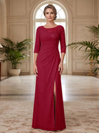 Selene Wren Burgundy back view mother of the bride dress