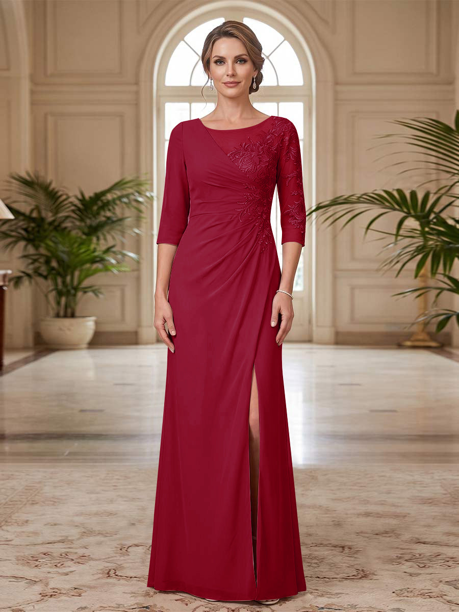 Selene Wren Burgundy back view mother of the bride dress