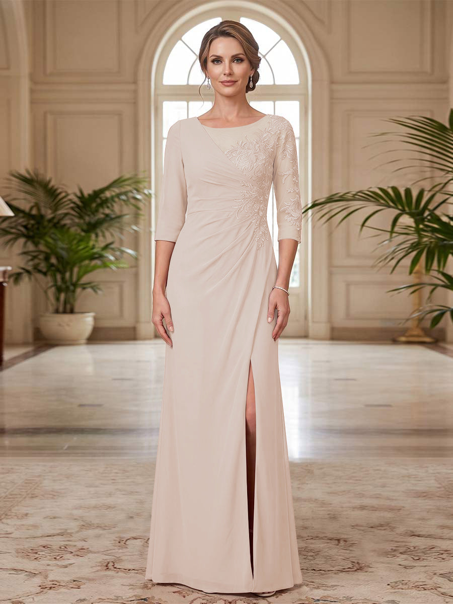 Selene Wren Pearl Pink front view mother of the bride dress