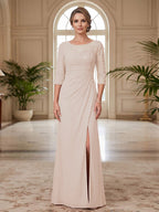 Selene Wren Pearl Pink front view mother of the bride dress