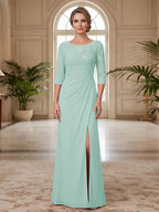 Selene Wren Sky Blue back view mother of the bride dress