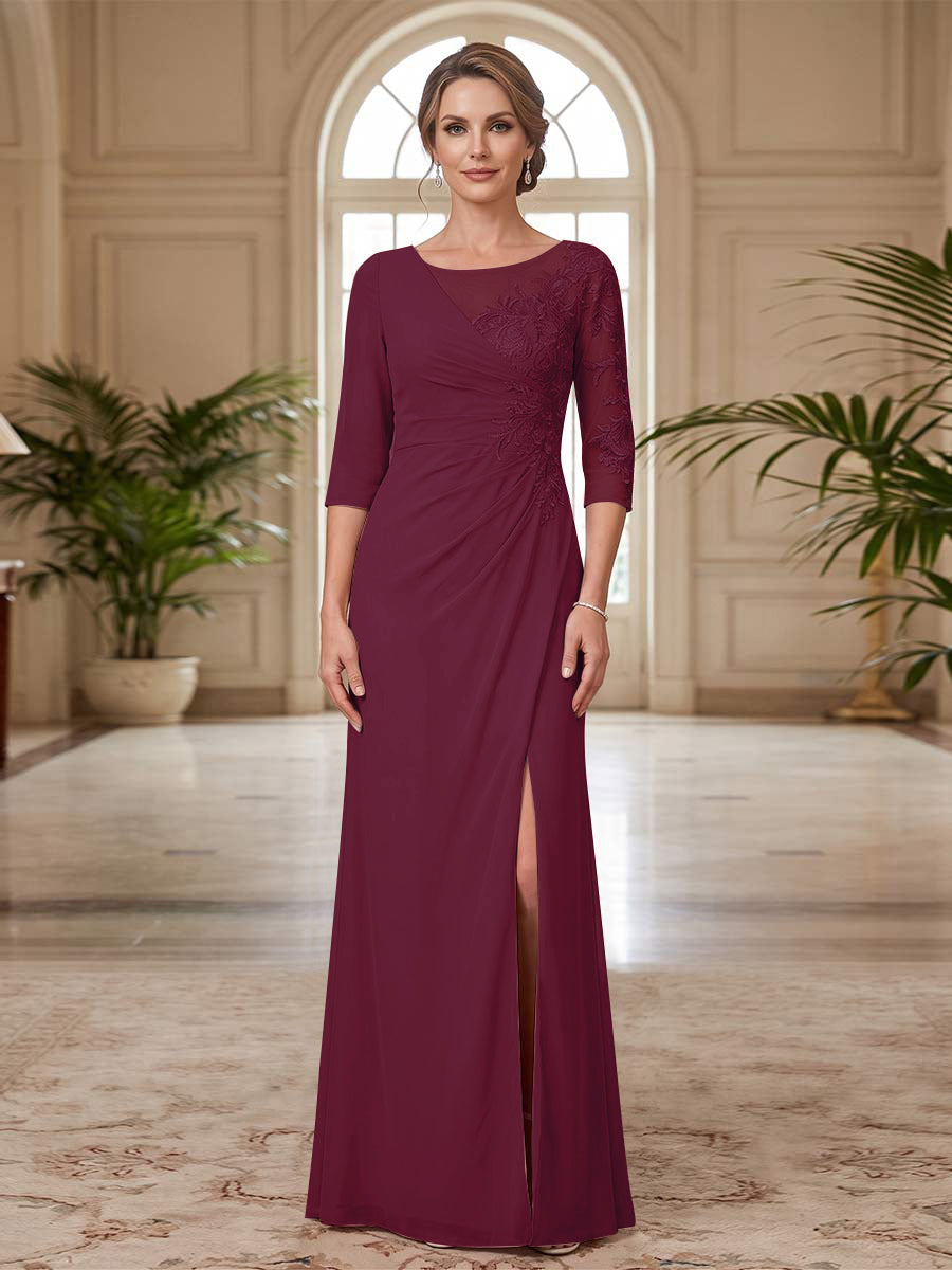 Selene Wren Burgundy side view mother of the bride dress