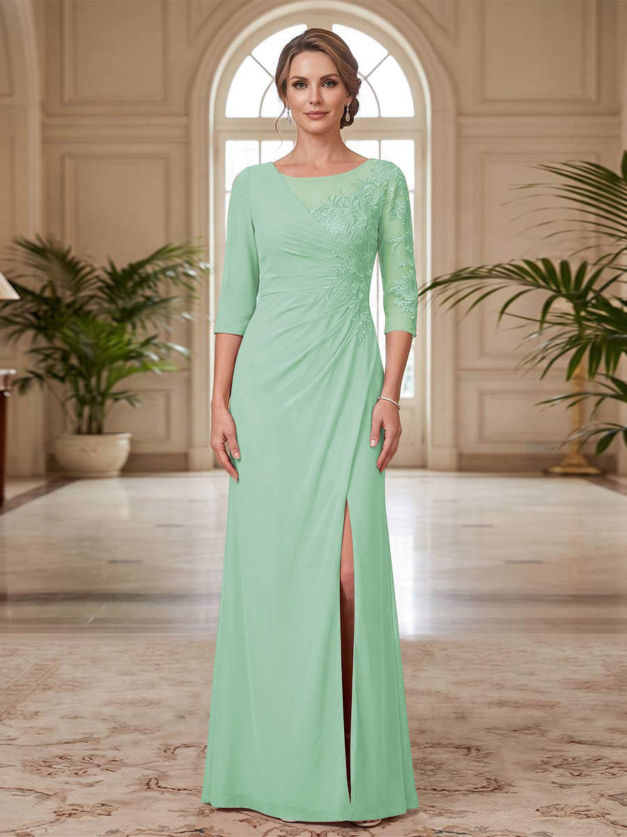 Selene Wren Mint Green front view mother of the bride dress