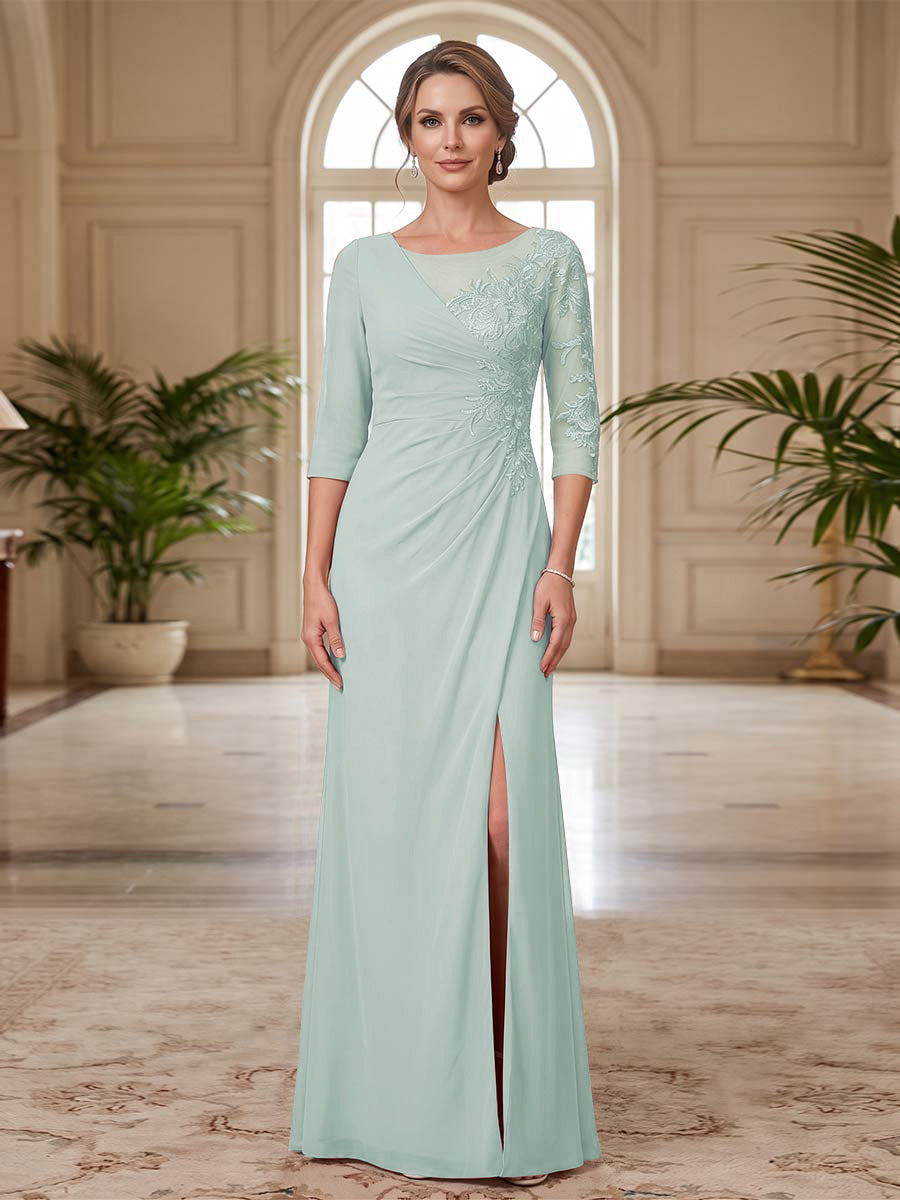 Selene Wren Pool Blue front view mother of the bride dress