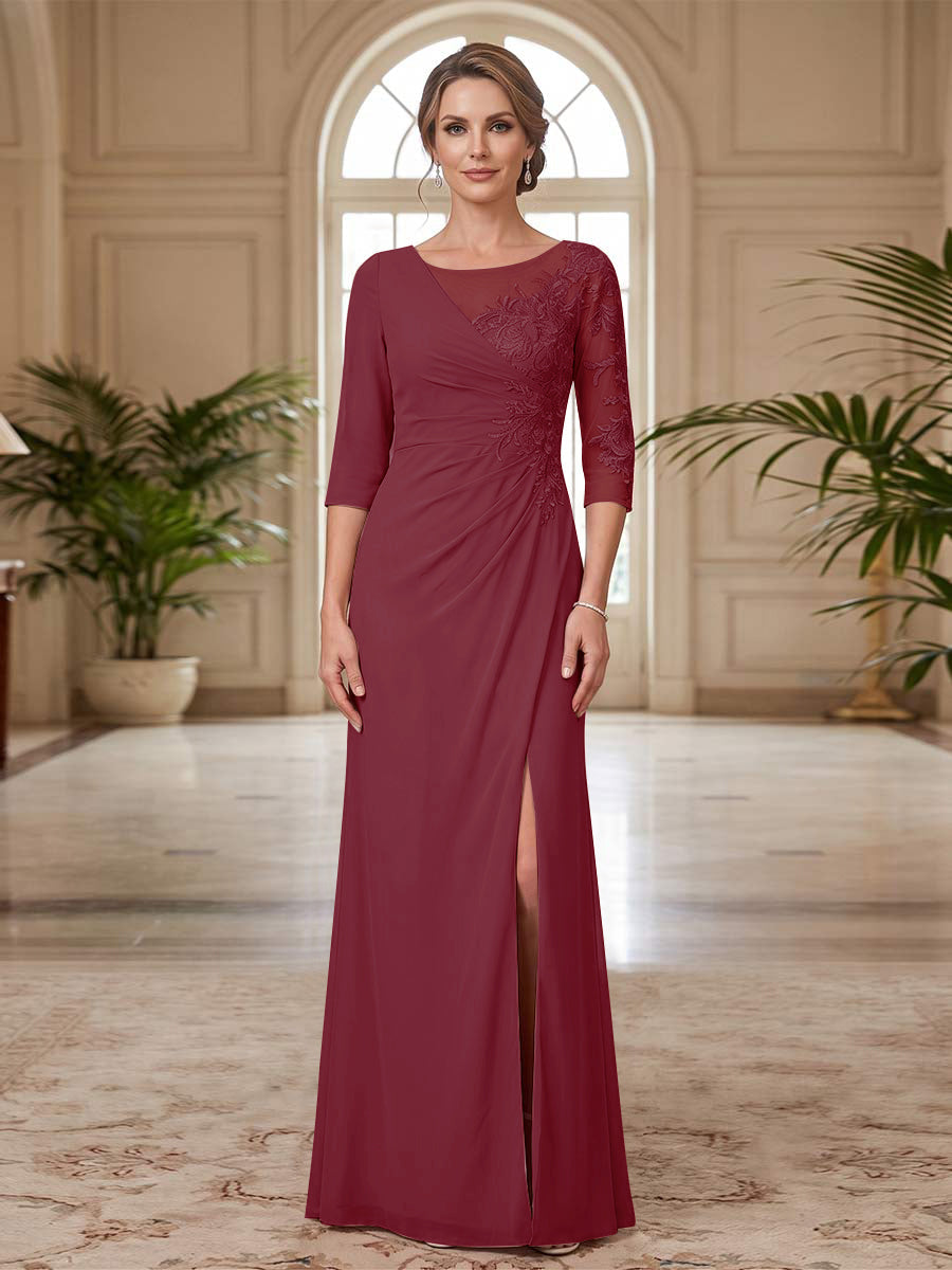 Selene Wren Plum front view mother of the bride dress